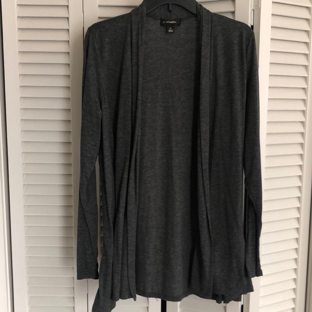 G Collection brand size 2X dark heathered gray open front long sleeve cardigan